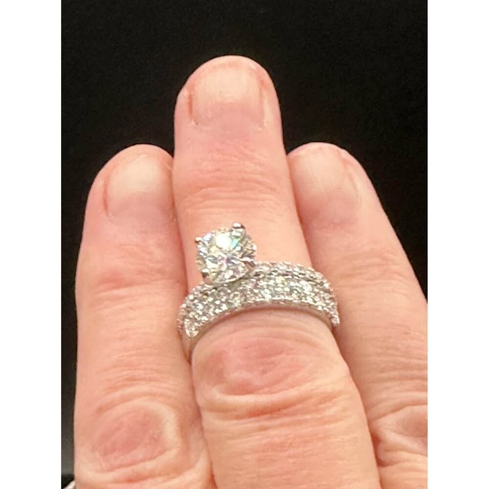 Luxury Moissanite Bridal Ring Set – 2.54 CT Center Size 8 Sterling Silver – NEW
